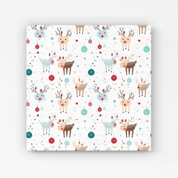 Warren Reed Happy Reindeer With Christmas Lights Canvas