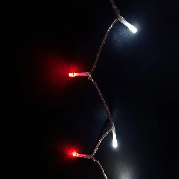 Samuel Alexander 200 LED 16m Christmas Outdoor Function Lights Timer Clear Cable in Red & White