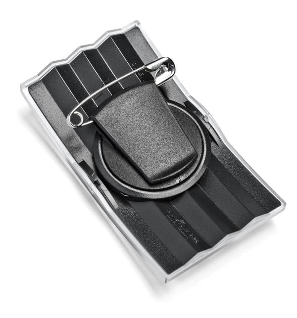 Durable CONVEX Clip & Pin Name Tag Badge Holders + Inserts | 25 Pack | 40 x 75mm
