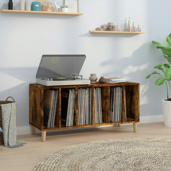 Berkfield Record Cabinet Smoked Oak 100x38x48 cm Engineered Wood