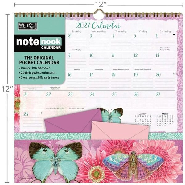 Butterflies Note Nook Calendar 2027, Wall Calendars, Month To View, Lifestyle, Gift