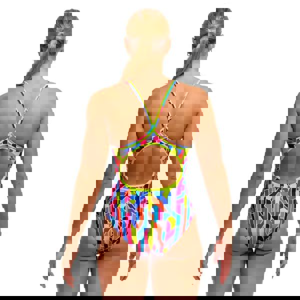 Funkita Fault Lines Diamond Back Swimsuit - Multi/Neon Green