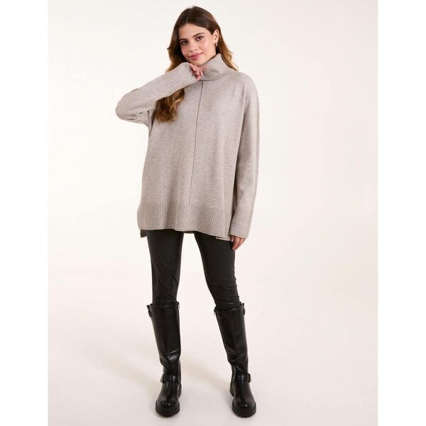 Blue Vanilla Roll Neck Jumper With Front Seam Detail
