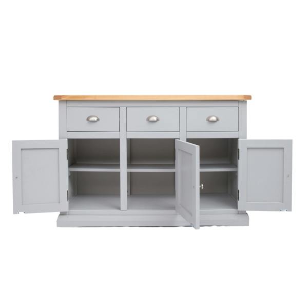 Cabinet Bits Loreo Light Grey 3 Drawer 3 Door Sideboard Chrome Cup Handle