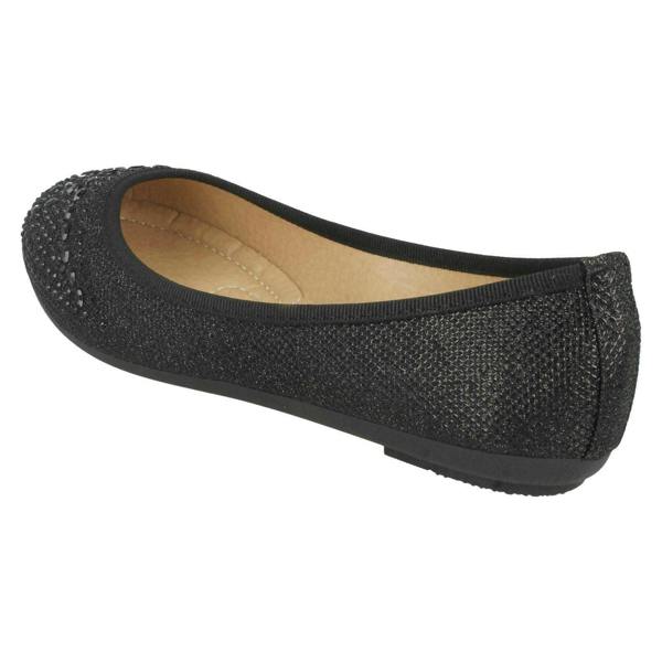 Spot On Ladies Spot On Jewel Trim Vamp Ballerinas