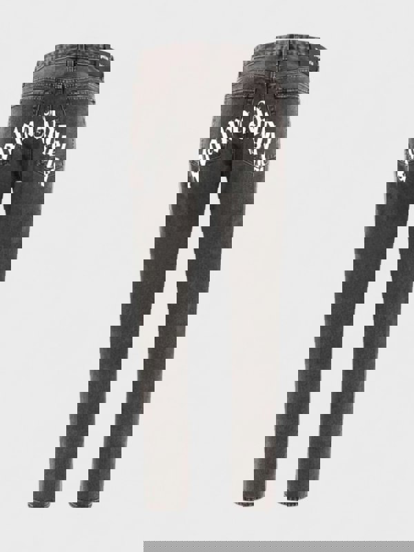 Palm Angels Logo Denim Straight Leg Jeans Black/White - Mens