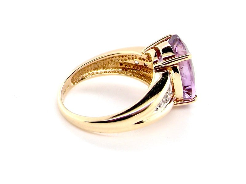 Vintage Tom A 9 carat gold amethyst and diamond dress ring