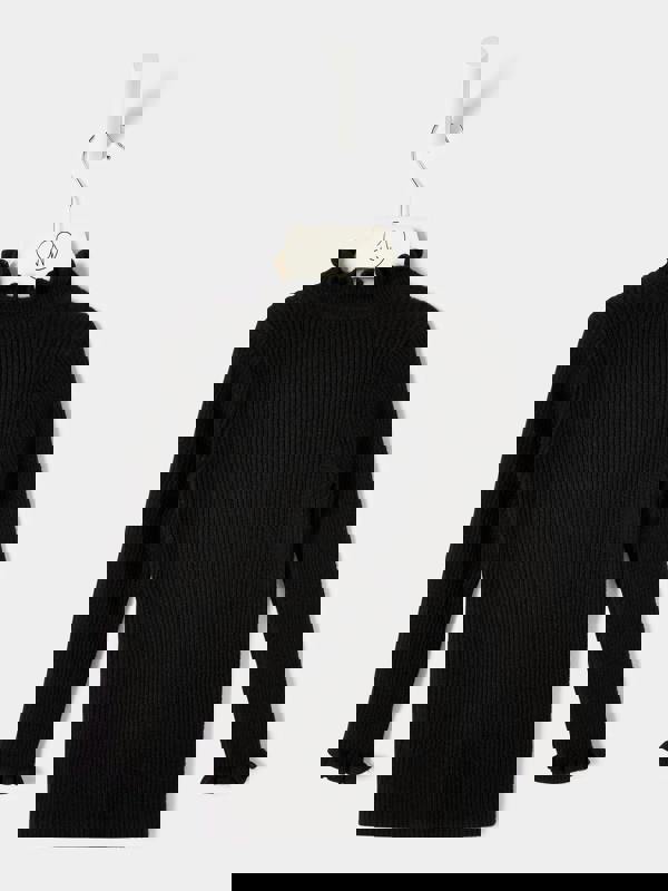 GWD Girls Greta Knitted Top Ruffle Front Rib Jumper Available in Black and Cream