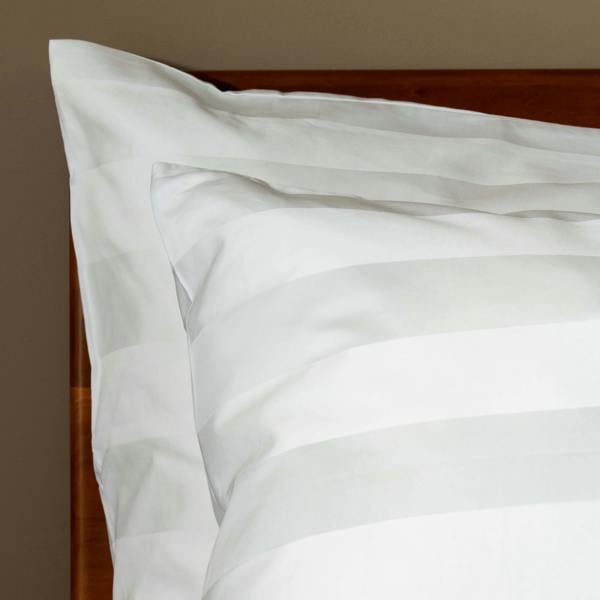 White 600 Thread Count Dobby Stripe Egyptian Cotton Bed Set Superking - linen, close-up detail 1 | Soak and Sleep