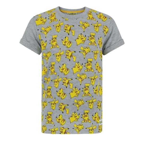 Pokemon Childrens/Boys All-Over Pikachu Design T-Shirt - Grey