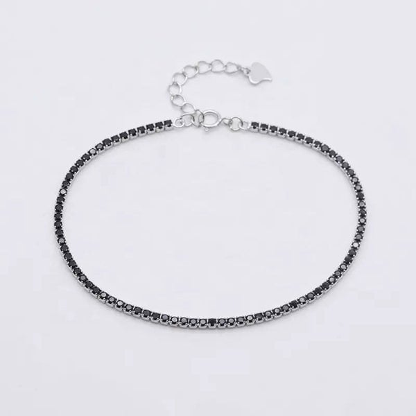 Spero London Sterling Silver Mini Black Tennis Bracelet