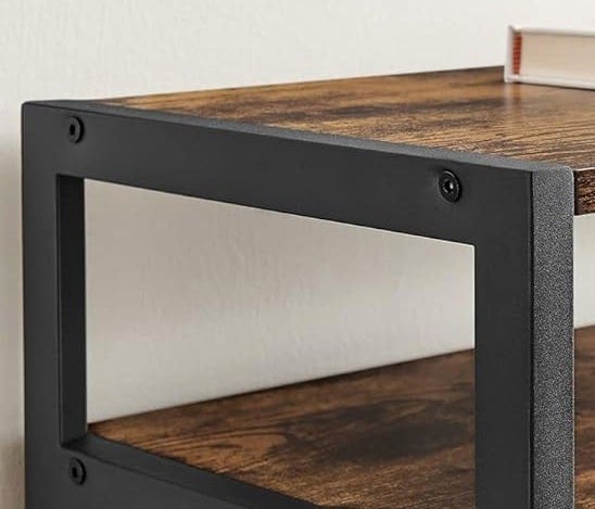 Modcraft Slim Rustic Brown & Black Shoe Cabinet with 3 Fold-Out Doors - Industrial Style