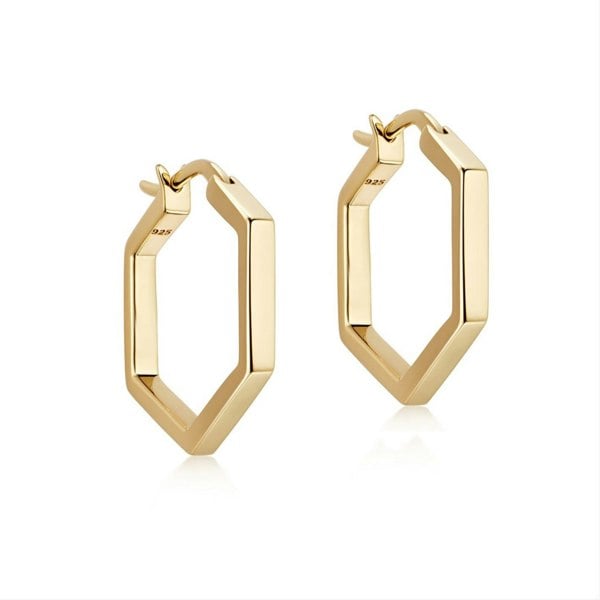 Gold Trip Hexagon Huggie Hoop Earrings