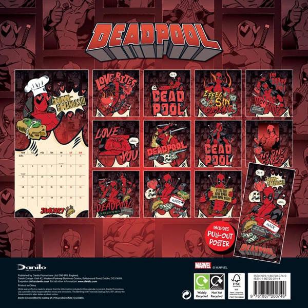 Disney, Marvel Deadpool Calendar 2027, Wall Calendars, Month To View, Entertainment, Gift