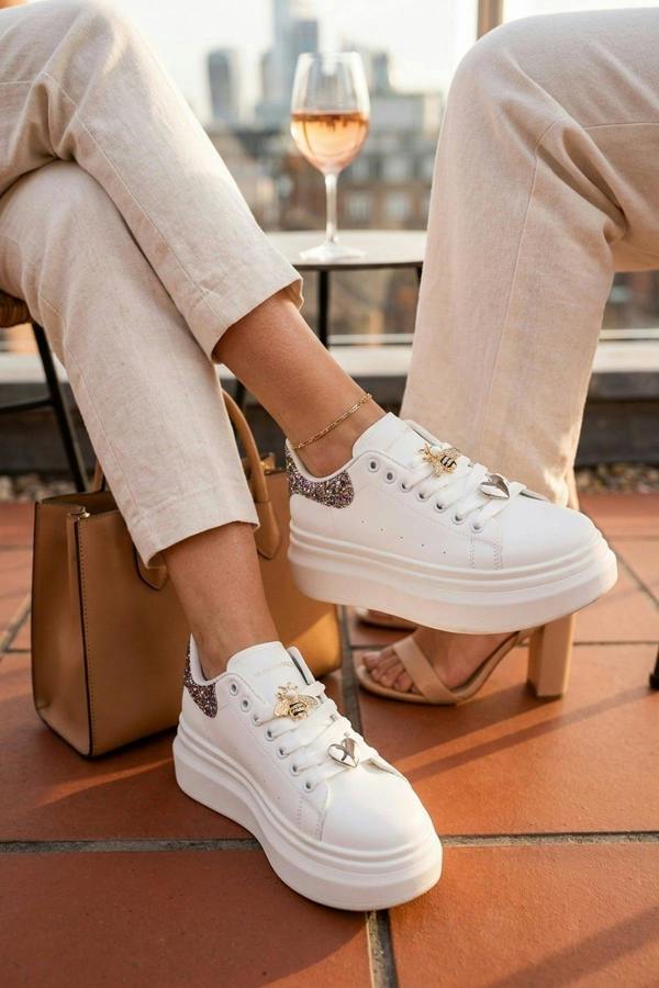 Sloane White Platform Trainers - Multi