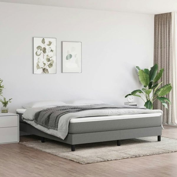 Berkfield Box Spring Bed Frame Dark Grey 180x200 cm 6FT Super King Fabric