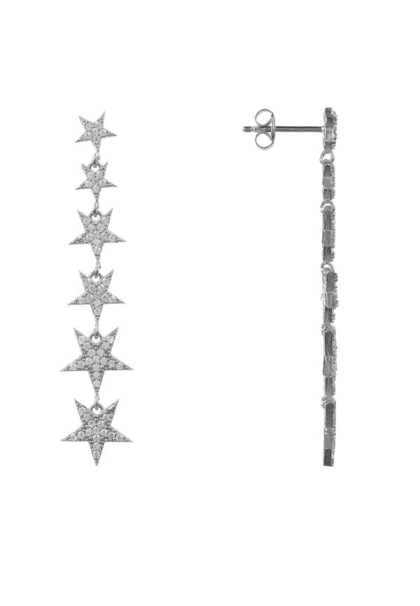 Graduated Star Drop Earrings Sterling Silver - LATELITA Earrings
