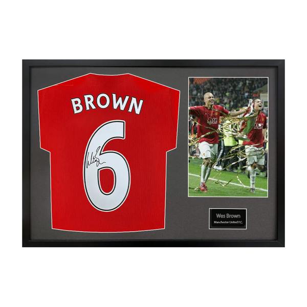 Wes Brown Signed Manchester United Shirt Classic Frame