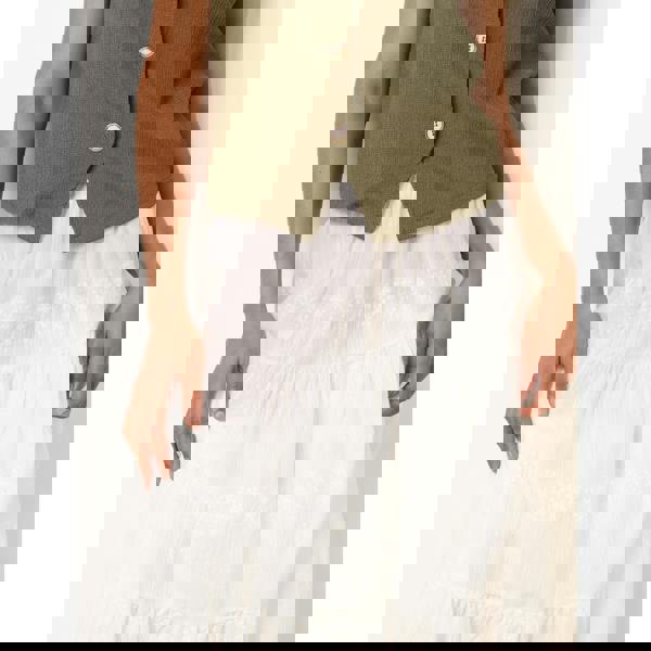 Blue Vanilla Embroidered Tiered Maxi Skirt