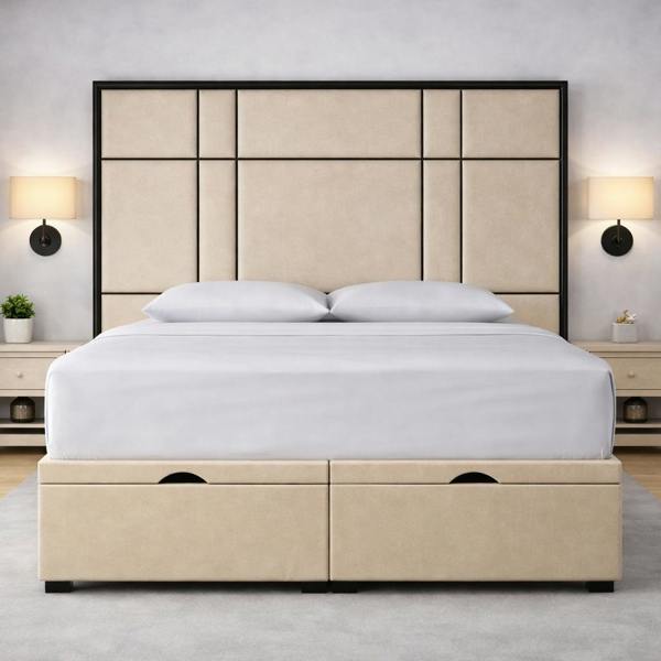 Great British Beds Alice Headboard with Contrast Border Divan Ottoman Bed