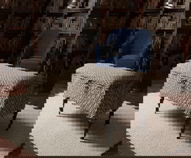 Eden brown pattern geometry coffee table storage Footstool Pouffe - ISTOOLS