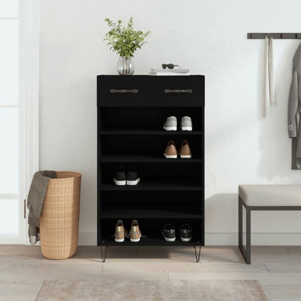 Berkfield Shoe Cabinet Black 60x35x105 cm Engineered Wood