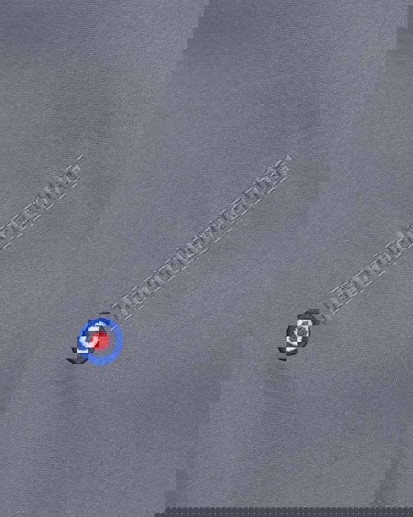 Lambretta Mens ShowerProof Classic Harrington MOD Scooter Jacket Coat, close-up of fabric with Lambretta embroidery and MOD target logo.