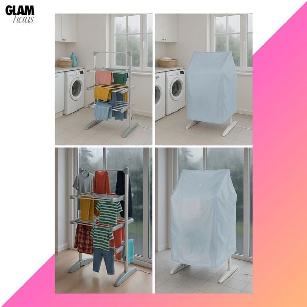 Glamhaus EcoDry Electric Heated Clothes Airer with Cover 248W Foldable