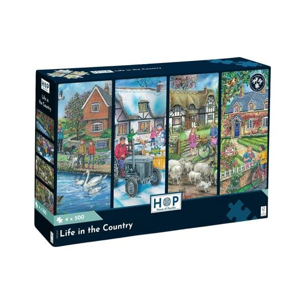 The House of Puzzles Life in the Country- 4 x 500 Piece Jigsaw Puzzles - Multi Pack