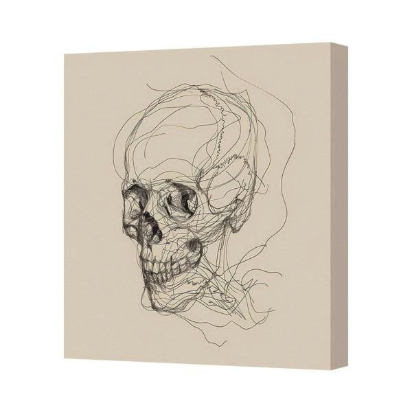 Benjamin Tate Design Contemporary Skull Sketch Canvas Art Print With Gallery Frame UK Handmade