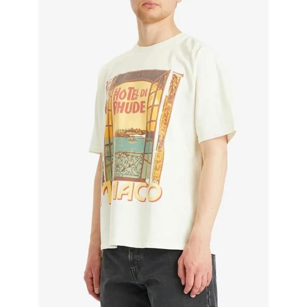 Rhude Hotel di Monaco T-Shirt   in  Ivory