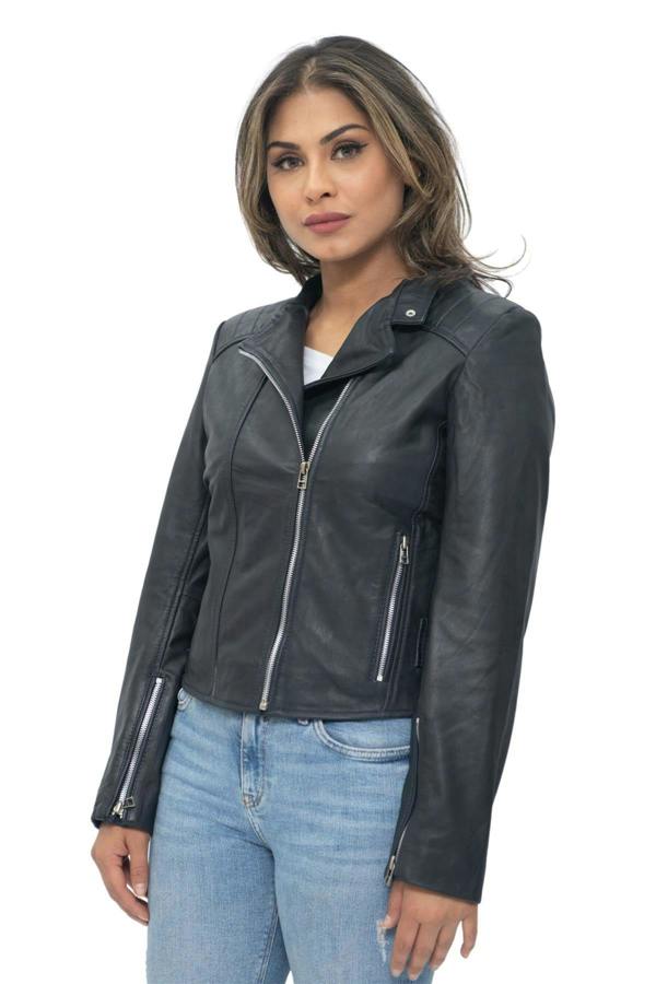 Infinity Leather Womens Leather Biker Jacket-Celaya