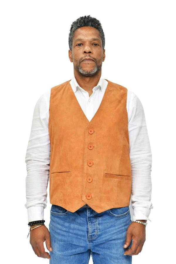 Infinity Leather Mens Classic Goat Suede Leather Waistcoat-Norwich