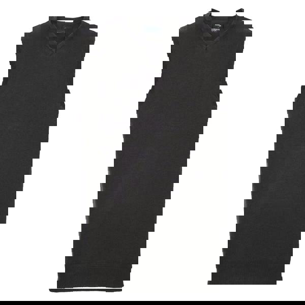 Russell Collection Mens Knitted V Neck Sleeveless Sweatshirt - Black