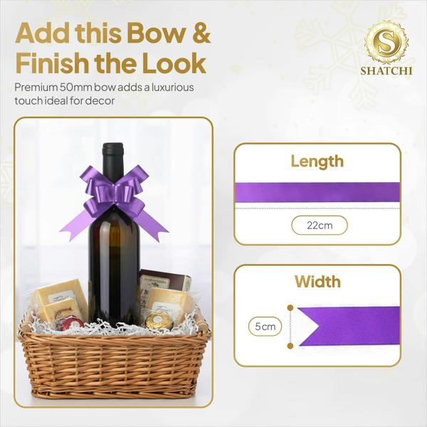 50mm Purple Pull Bows, 10 Pack to 60 Pack Ribbon Gift Bows for Wrapping and Décor image 9