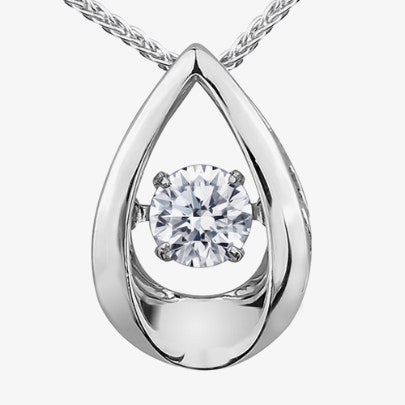 T. H. Baker 9ct White Gold 0.05ct Diamond Pulse Teardrop Pendant P3107W/05-10