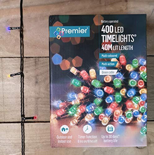 Samuel Alexander 400 LED 40m Premier Christmas Indoor Outdoor Multi Function Battery Operated String Lights with Timer in Multicoloured