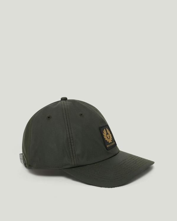 Belstaff Phoenix Patch Wax Cap - Faded Olive | CHO | Designer Mens Baseball Caps