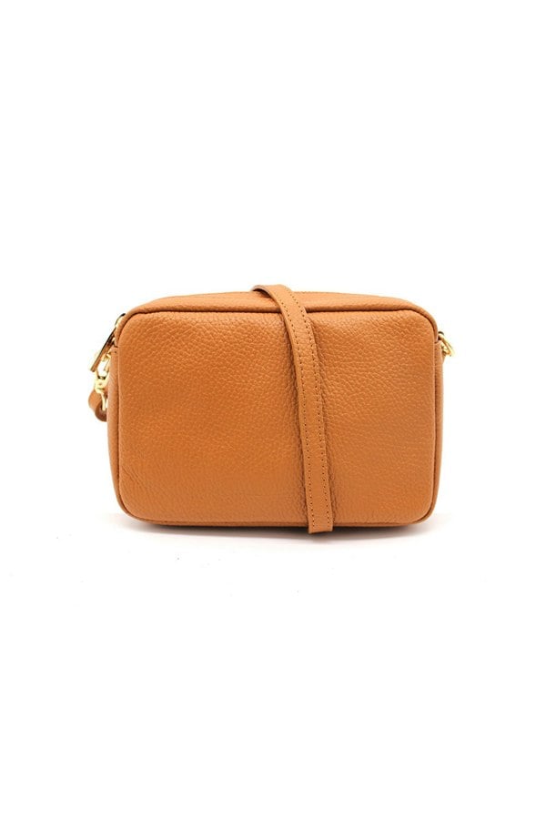 Pluspup Italian Genuine Leather Crossbody Bag with Double Zipper Compartments