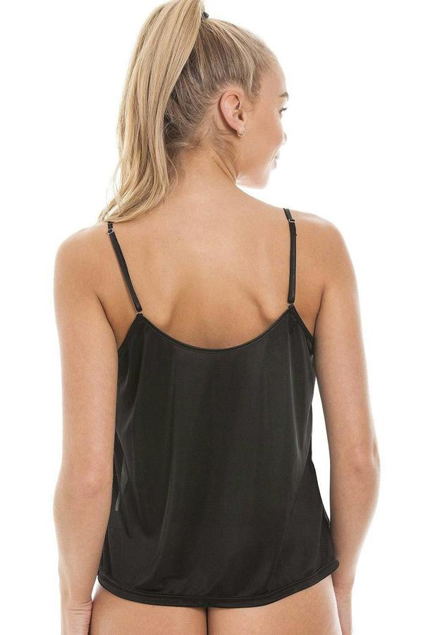 Camille Women's Cami Top Black Satin Strap Luxury Stylish Ladies Camisole