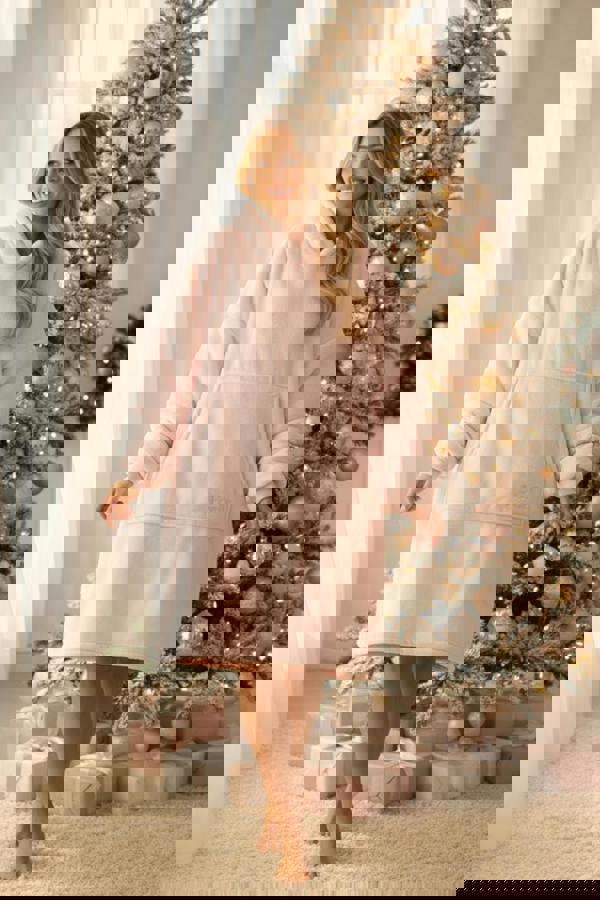 Camille Womens Pink Supersoft Sherpa Fleece Hoodie with Elasticated Cuffs & Giant Pocket