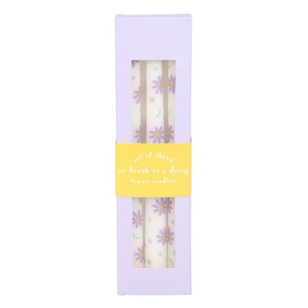 Serano Set of 3 Purple Daisy Taper Candles
