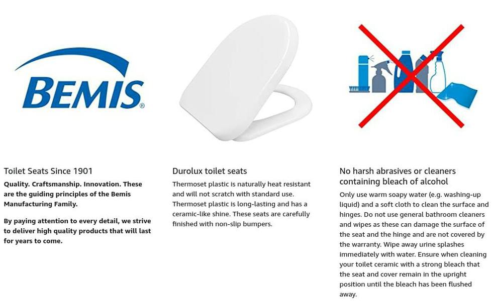 Bemis D370 Top Fix Slow Close D Shape Toilet Seat
