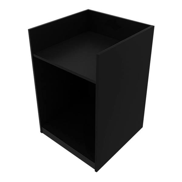Europa LED Shop Counter Set in sleek black, featuring a modern design with a spacious top and open storage area below