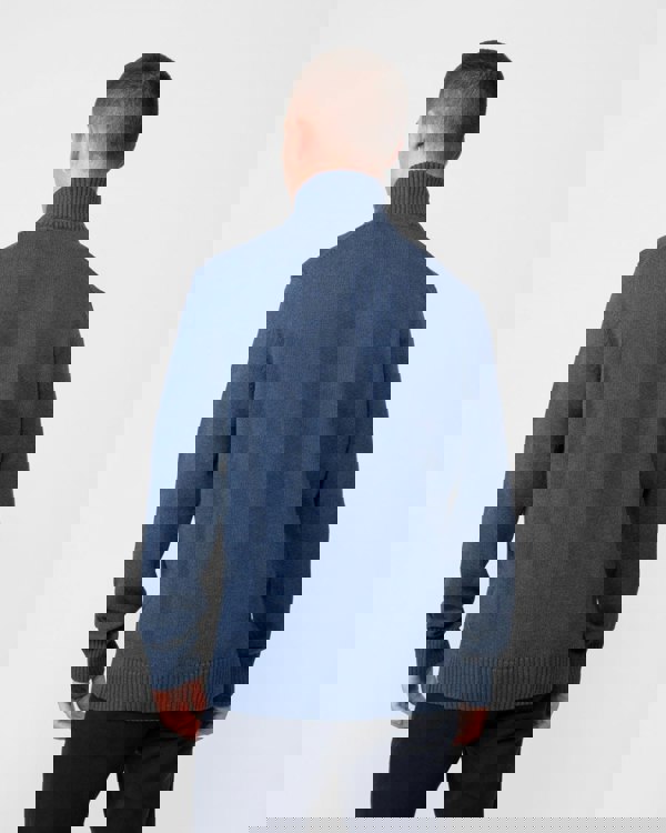 GANT Mens Casual Cotton Half Zip Jumper - 902 Dark Jeansblue Melange