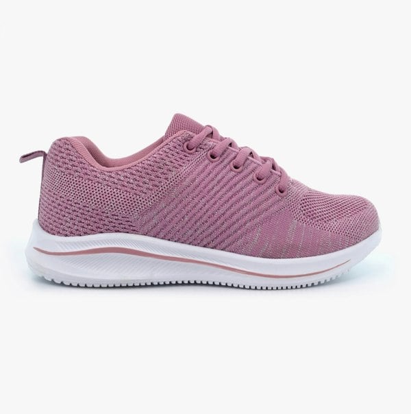 Cipriata LEONA Womens Sparkle Lace Up Trainers Rose Pink