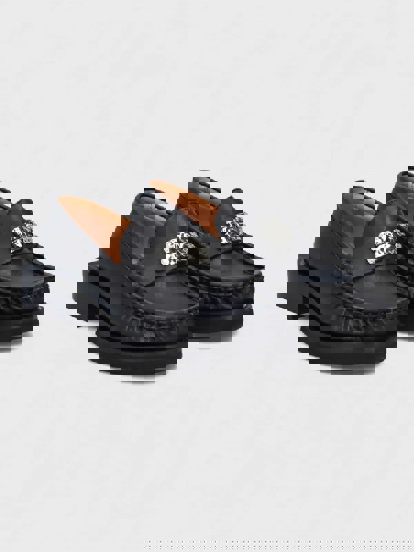 Ganni Butterfly Logo Loafers Black