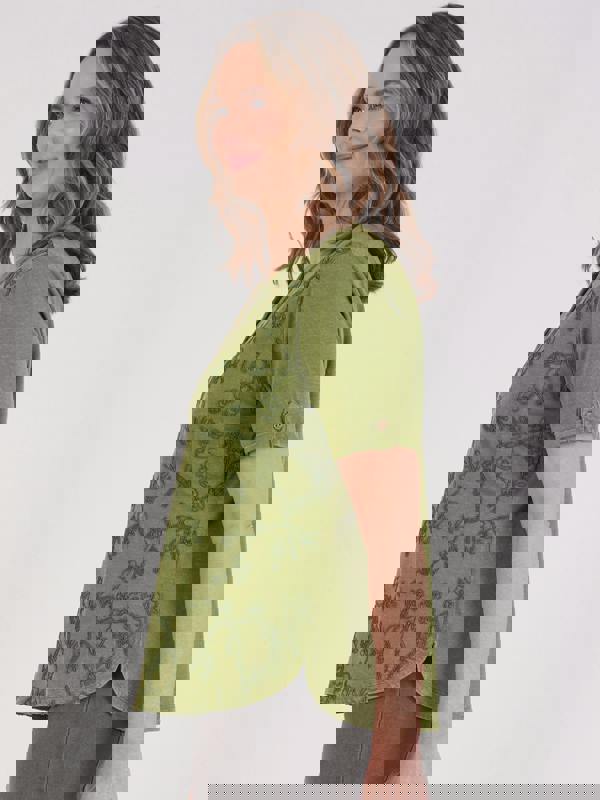 TIGI Embroidered Notch Neckline Top