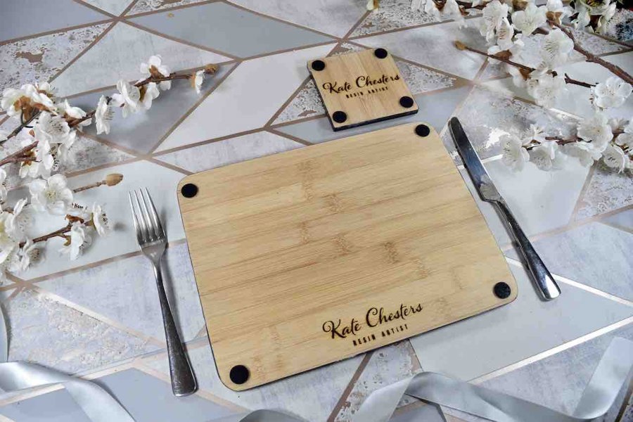 Kate Chesters Art White Cream Gold Placemats and Coasters Set - Heat Safe Mats