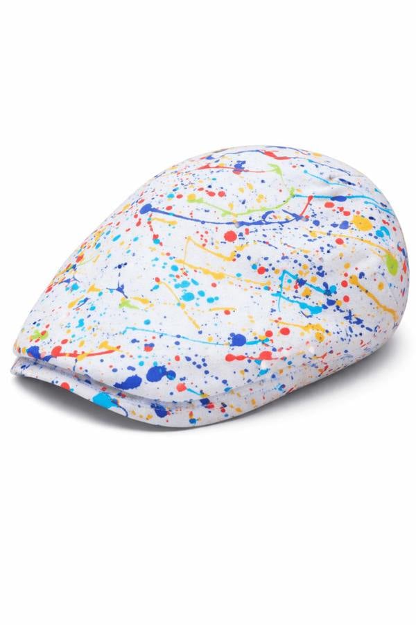 Paint Splash White Printed Flat Cap - Claudio Lugli Shirts